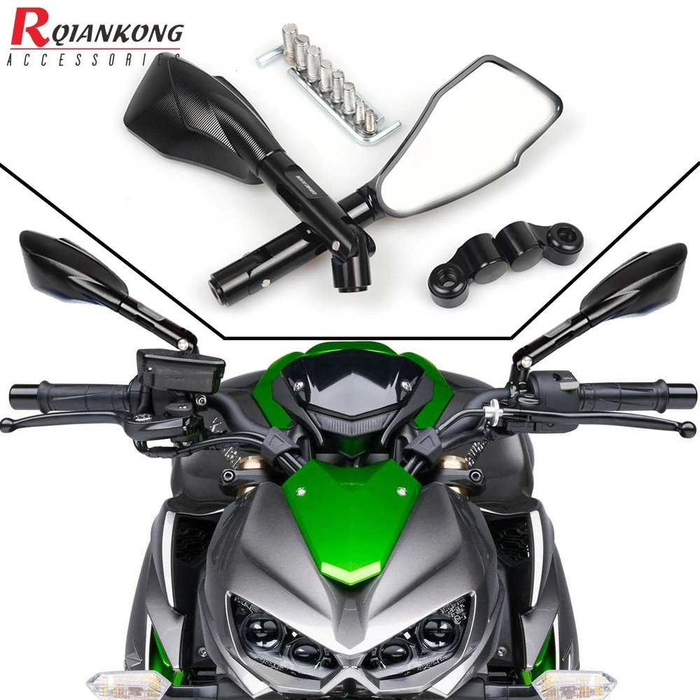 Универсальный Мотоцикл зеркала заднего вида для kawasaki Z300 ER-6N ER-6F ER-5 Z800 Z900 Z1000 Z750 W800 ZRX 400 1100 1200