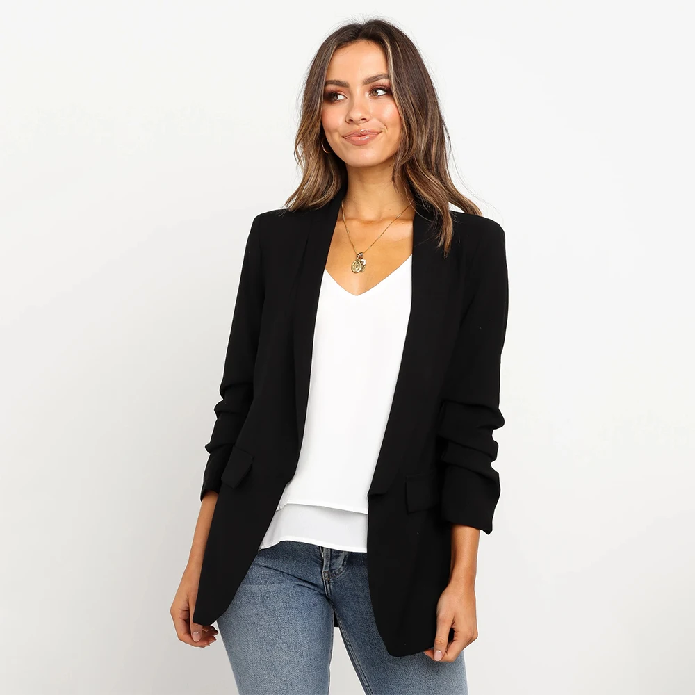 Casual Long Sleeve Jacket blazer feminino Turn-down Collar Coat Lady Jacket Suit Formal Coat Slim OL  Women blazers Female D30