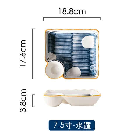 Inch Japanese Ceramic Sushi Restaurant Plates Tableware with Seasoning Dish Dumpling Dessert Dishes Dining Table Dinnerware