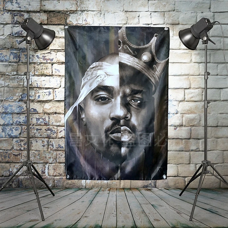 Знаменитость b. I.g 2PAC тяжелый металлический фотографический баннер настенный фон