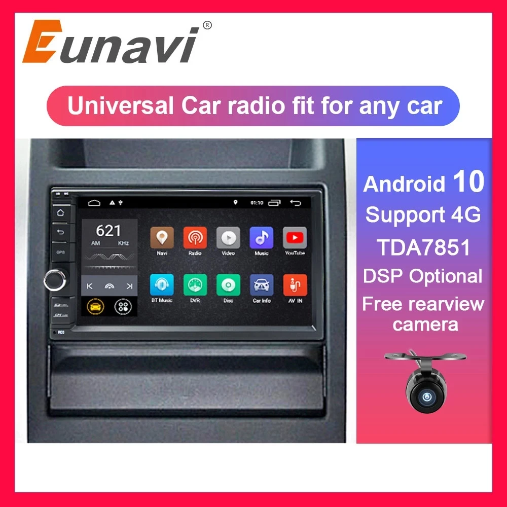 Автомагнитола Eunavi 2 Din 7 дюймов Универсальная автомобильная аудиосистема Android GPS