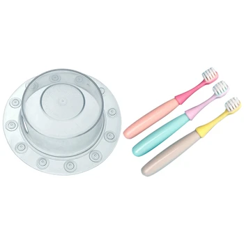 

1x Overflow Drain Cover Suction Cup Seal Bathtub Stopper & 3 Sets of 3-5 Years Old Small Mushroom Silicone Brush Head