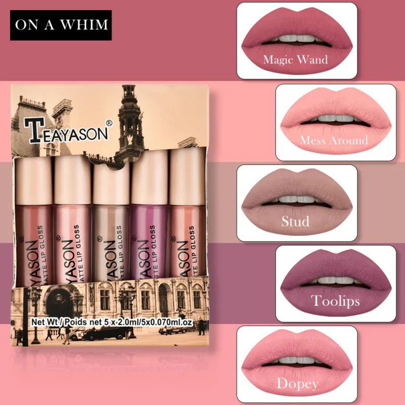 5pcs/set Liquid Lipstick Lip Gloss Professional Makeup Matte Lipstick Lip Kit Long Lasting Lips Gloss New 5pcs/set Liquid Lipstick Lip Gloss Professional Makeup Matte Lipstick Lip Kit Long Lasting Lips Gloss New