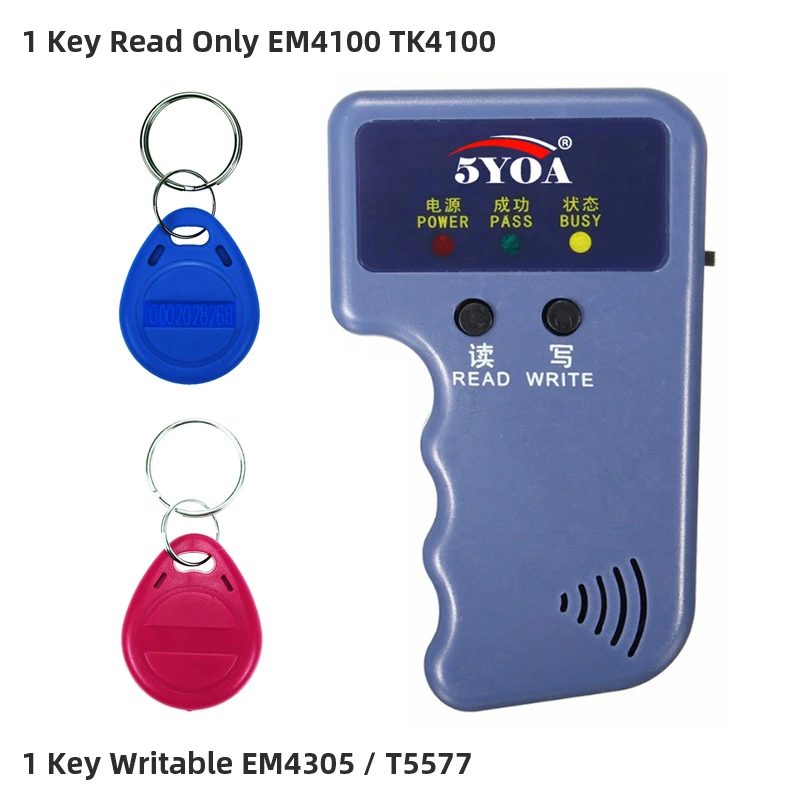 

Handheld 125KHz EM4100 TK4100 RFID Copier Writer Duplicator Programmer Reader EM4305 T5577 Rewritable ID Keyfobs Tags