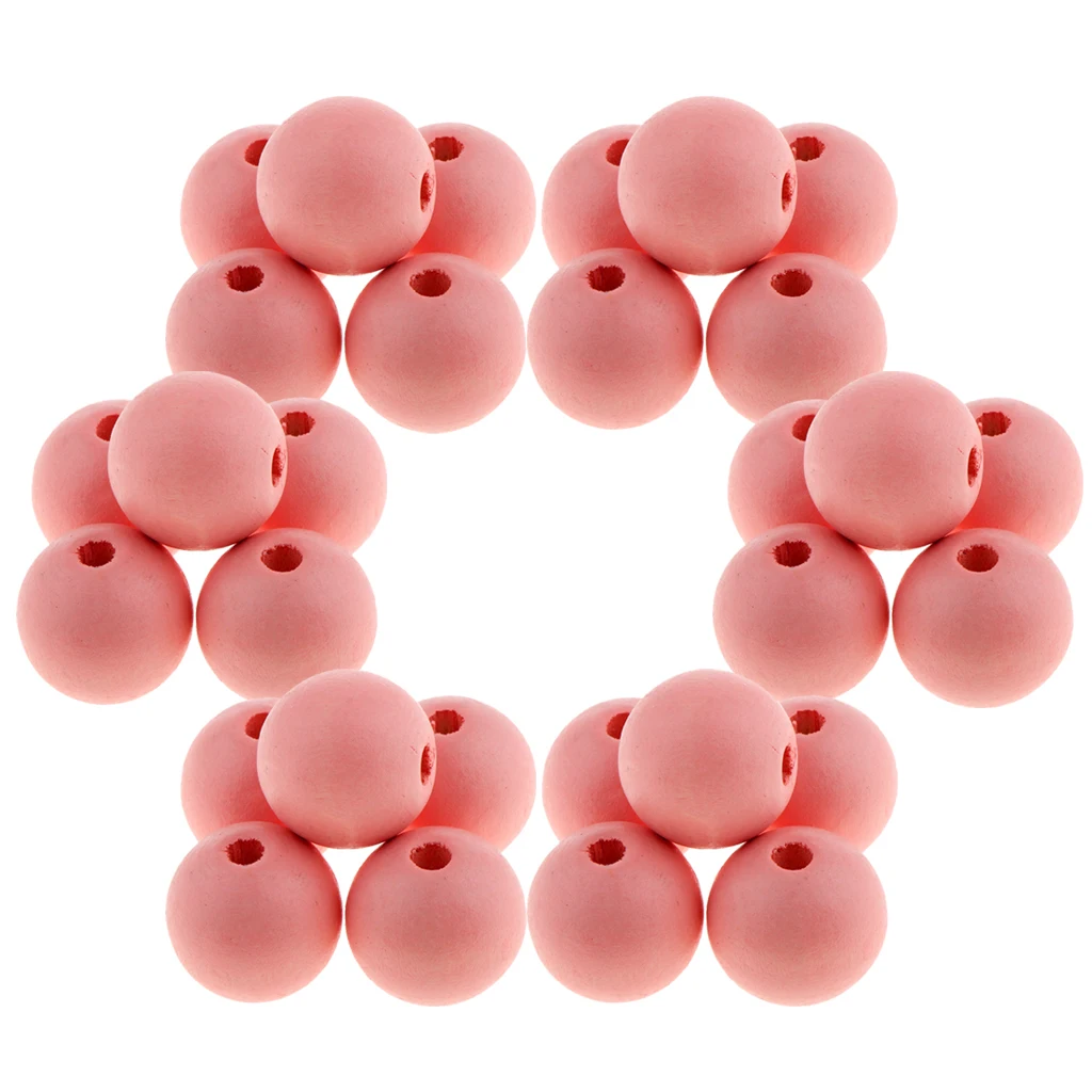 30 Pieces Round Ball Wood Spacer Beads DIY Necklaces Bracelets Jewelry Findings Charms 18mm Sewing Craft 