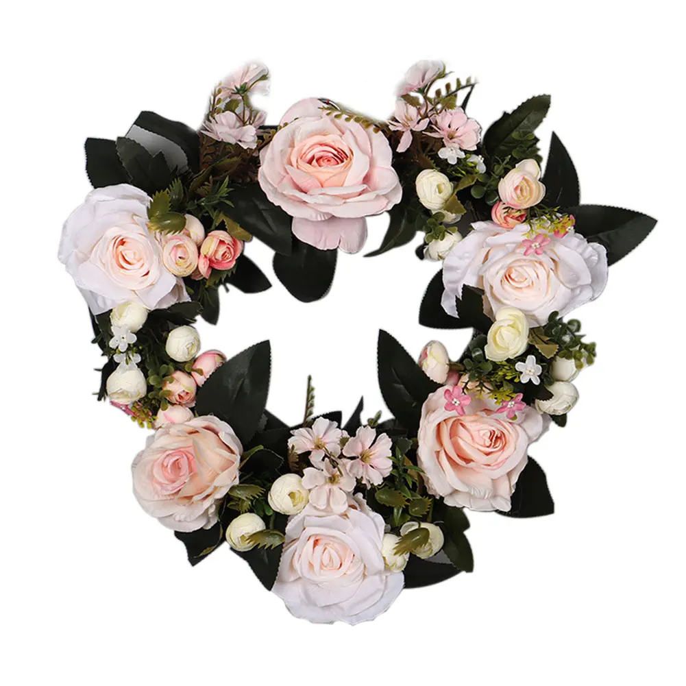 

Wreath Decorative Door Wedding Party Hanging Romantic Cloth Crafts Artifical Rose Flower Ornament Chritmas Wall Bar