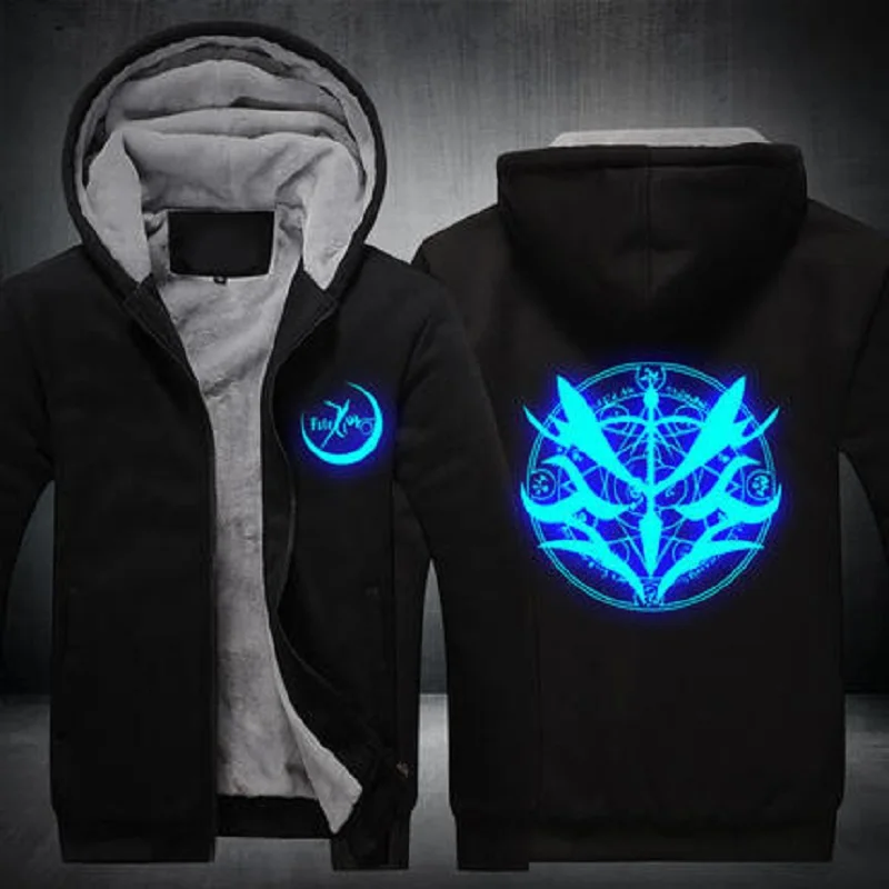 

Jacket Men Warm Fleece Zipper Coat 2019 Winter Thick Mens SportWear Tracksuit Male European Hoodies Fate Grand Cosplay Costume