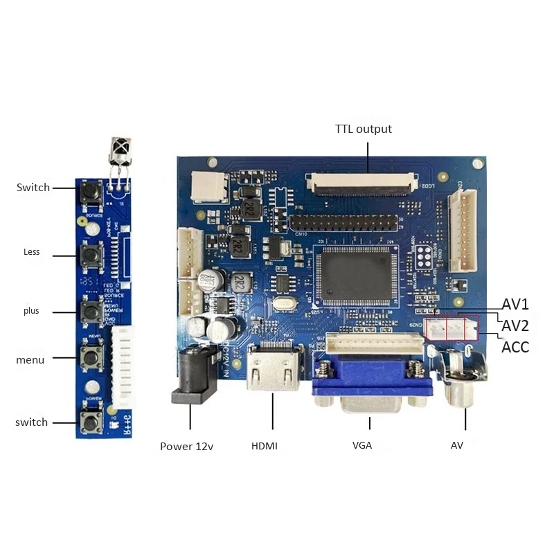 HDMI/VGA/AV Управление драйвер платы + 7 дюймов IPS высокой четкости ЖК дисплей Дисплей