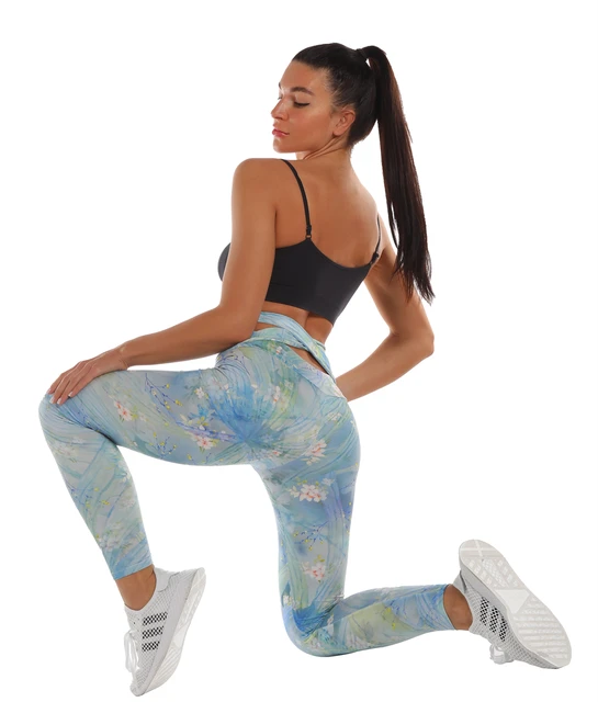 Zohra New Bandage Woman Pants Workout Legging Blue Floral Printing Fitness  Leggins High Waist Slim Legins Gym Leggings - Leggings - AliExpress