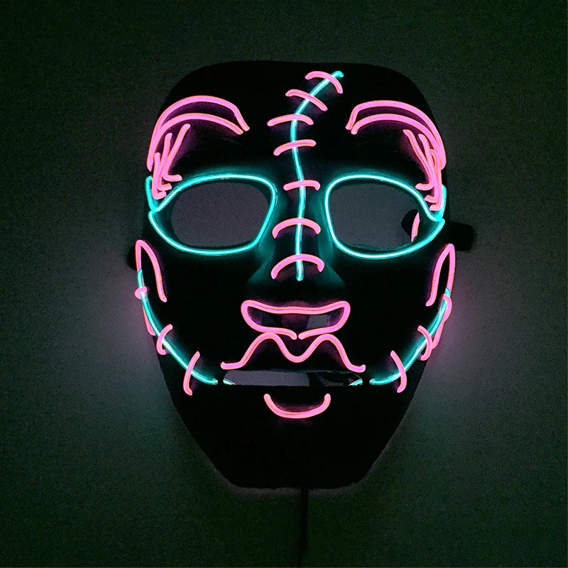 B маска Хэллоуин светящаяся маска EL холодный свет линия маска сшивание Ужасный Призрак Танцевальная вечеринка бар Экологически чистая пластиковая маска