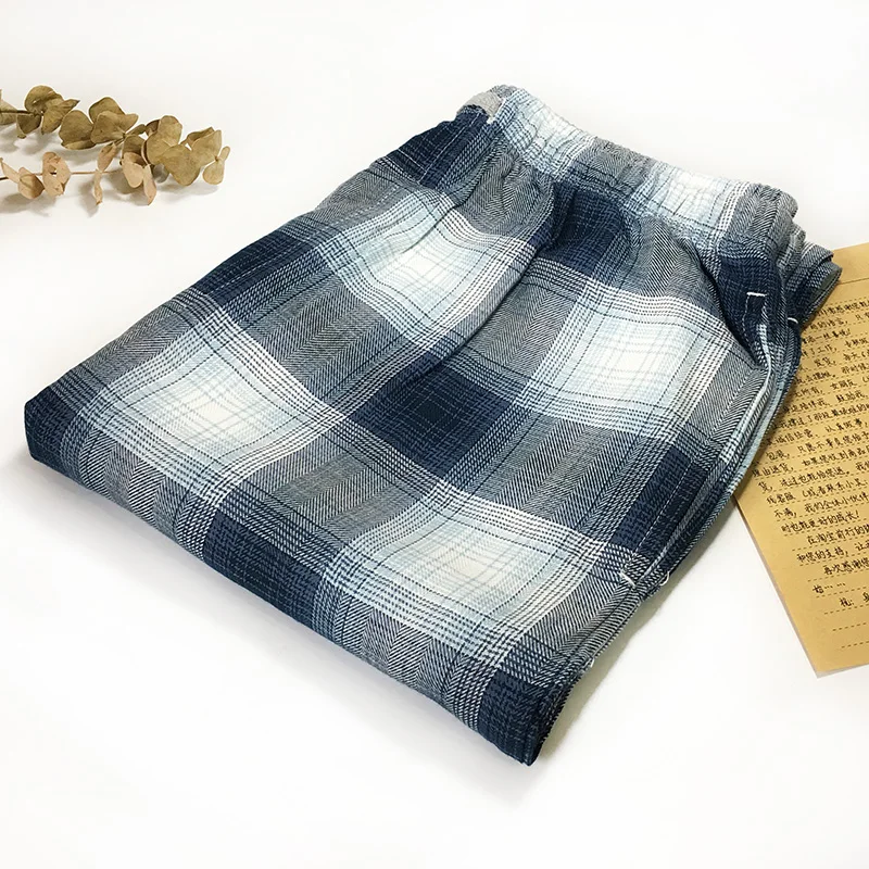 Online Verano 100% algodón dormir bottoms hombres pijamas simples ropa de dormir Pantalones casual plaid sheer men home pantalones de talla grande XXL 100KG