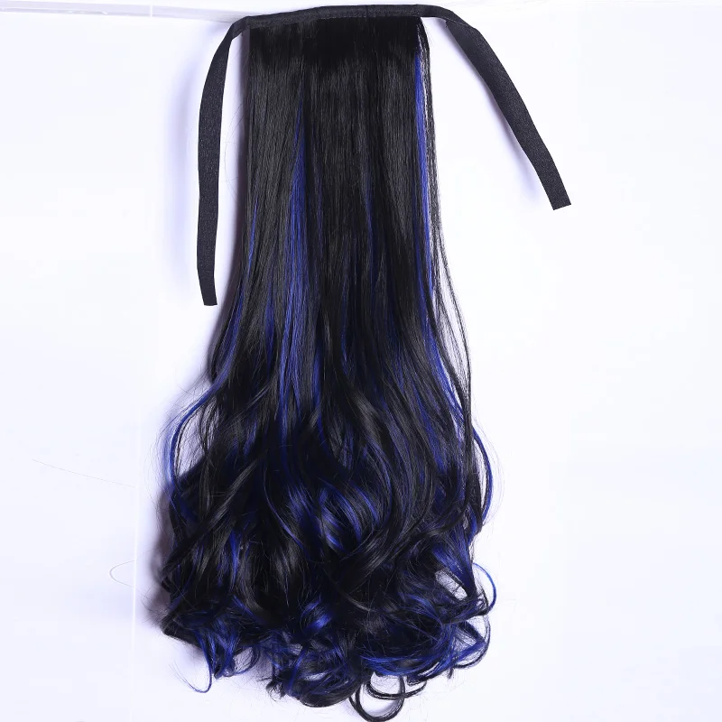 

LUPU Wig girl's long curly hair big wave dye binding invisible gradual change pear blossom lifelike natural dye ponytail