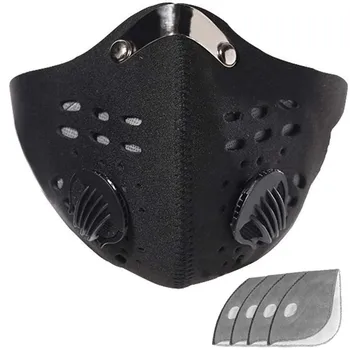 

Cotton Dust Cover Cartoon Expression Muffle Face Cover 1pc Mouth Cover With 4 Carbon Filter Adjustable Face Air Filter Biking