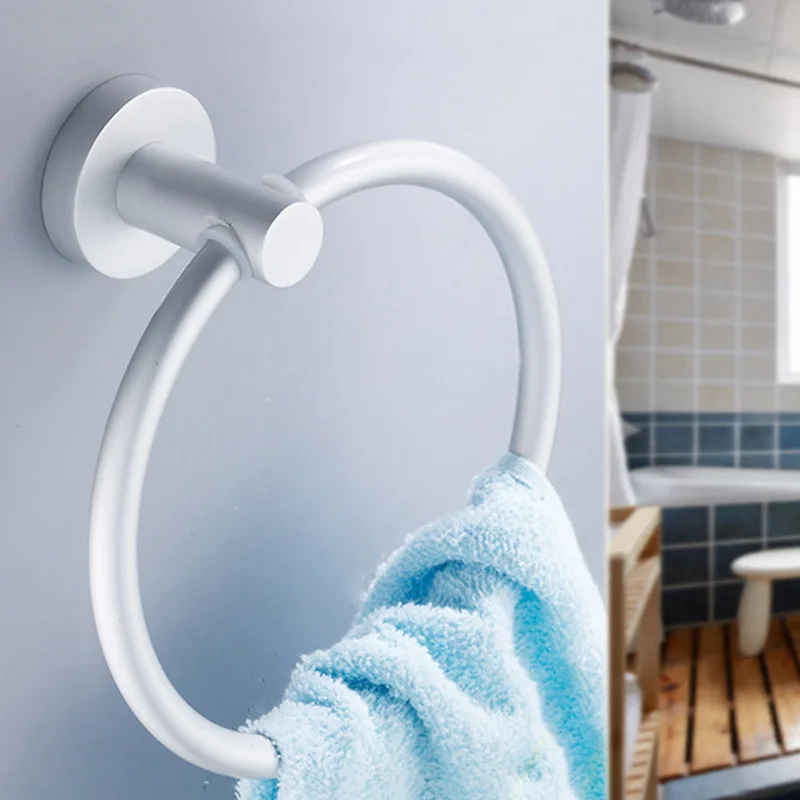 

Space Aluminum Towel Ring Hand Towel Hanging Ring All-in-One Space Aluminum Matte Towel Ring Round Bathroom Towel Rack UYT