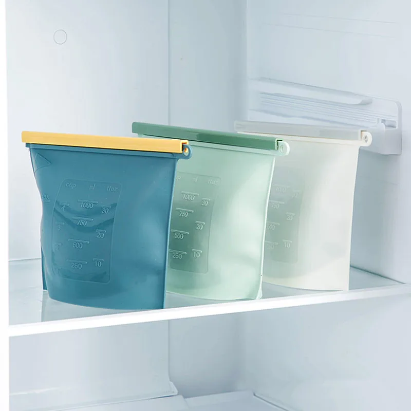 Силиконовая сумка для хранения еды многоразовая сумка на молнии вакуумная Герметичная сумка холодильник контейнеры для еды кухонный органайзер Инструменты BPA бесплатно