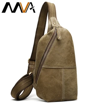 

MVA Messenger Sling Bag Crossbody Vintage Shoulder Chest Bag Genuine Leather Shoulder Bags For Men Casual Male Bags Engrave 4043