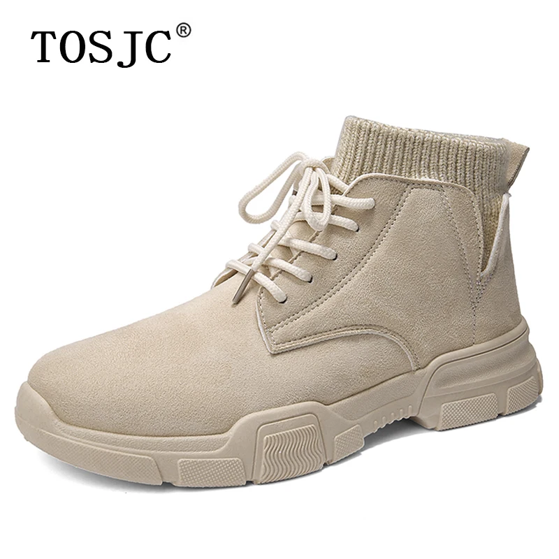 

TOSJC Autumn Outdoor Men Ankle Boots Anti-skid Work Shoes Lace-up Male Cowboy Boots High Quality Tactical Military Desert Boot