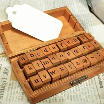 

30Pcs Retro Alphabet English Letter Lowercase Wooden Stamp Set Scrapbook Decor