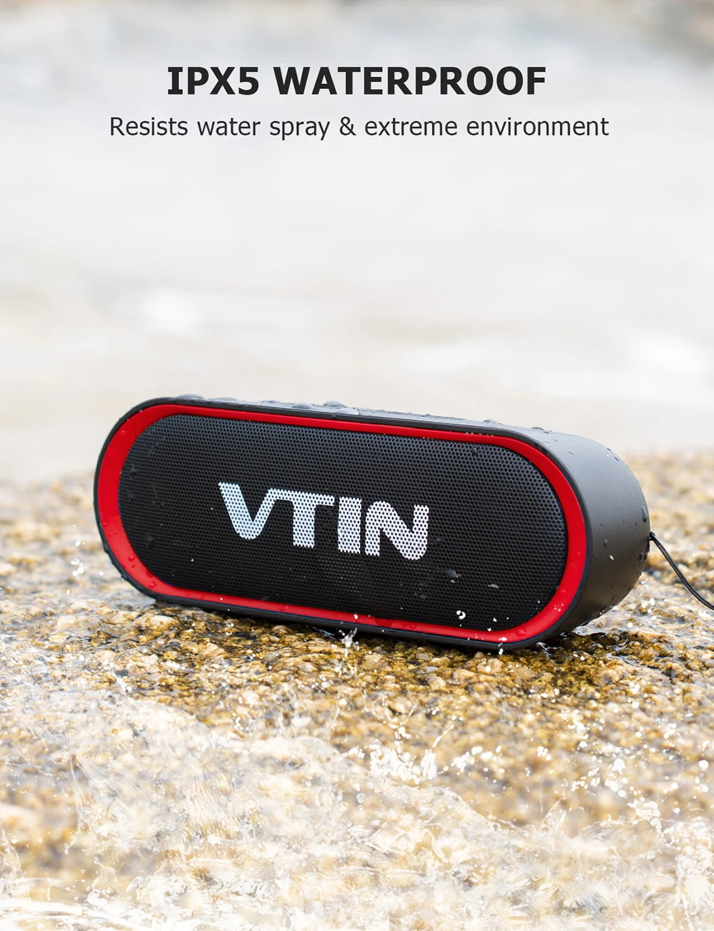 VTIN Открытый Bluetooth 5 0 динамик беспроводной портативный громкий IPX5