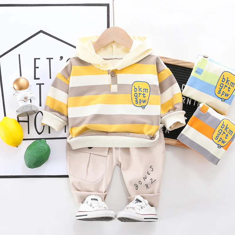 

BOY'S Spring Clothing Striped Suit 2020 Spring New Style Children Hoodie Two-Piece Set 1-3 Years Old Baby Clothes