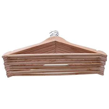 

New 10 Pieces Solid and rotating metal hook Wooden Hangers with Notches Non-slip metal hook for clothes