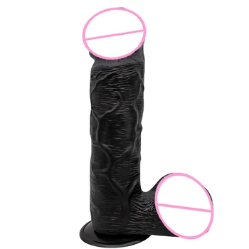 28*6.5CM Super Huge Black Dildo for Men Strapon Thick Giant Realistic Penis Big Cock Anal Plug Vagina Dick Sex Toy for Women 4