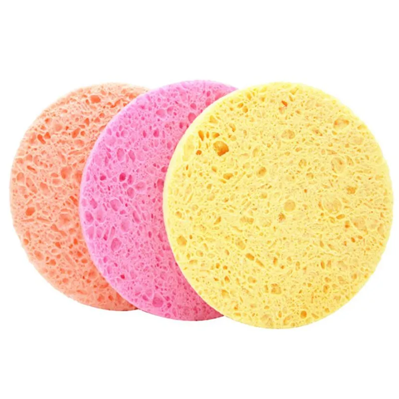 5/10pcs 7cm Face Round Makeup Remover Tool Natural Wood Pulp Sponge Cellulose Compress Cosmetic Puff Facial Washing Sponge 5