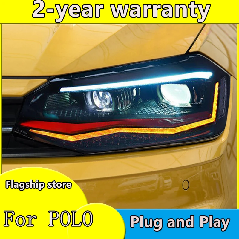 Стайлинг автомобиля для фар VW Polo 2019-2020 H7 светодиодный ная фара биксеноновые линзы