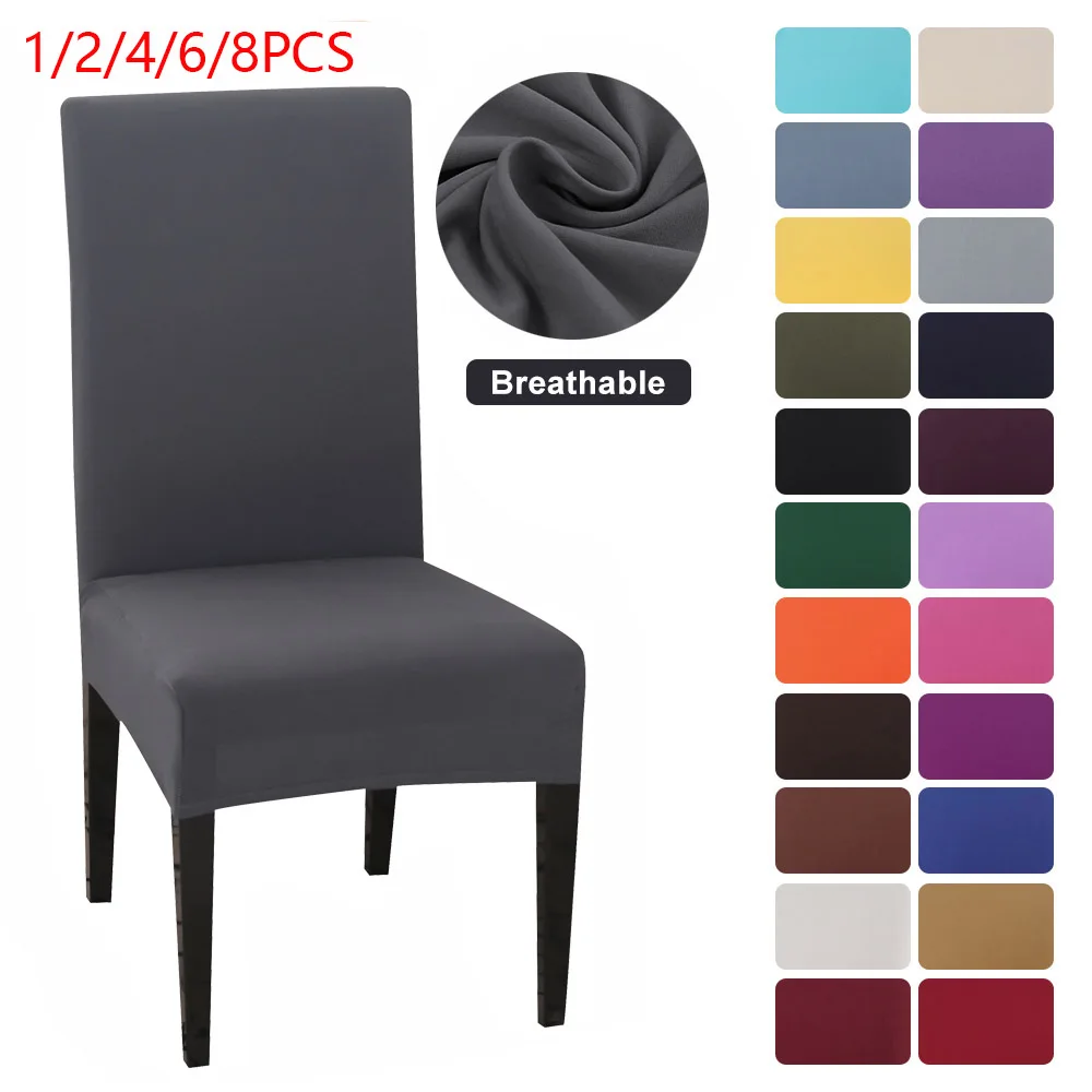 

1/2/4/6/8Pcs Solid Color Chair Cover Spandex Stretch Elastic Slipcovers Chair Covers For Dining Room Banquet Hotel Kitchen