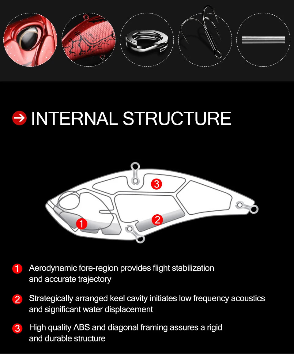 Description Picture 5 of itemBEARKING Pro 100mm 32g nice Wobblers fishing tackle fishing lures vibration bait for ice fishing Artificial accessories