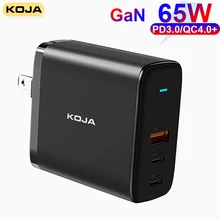 

65W GaN USB C Wall Charger Power Adapter,3 Port PD 65W PPS QC4 45W SCP For Laptops MacBook IPad IPhone 13 Samsung Xiaomi Phone