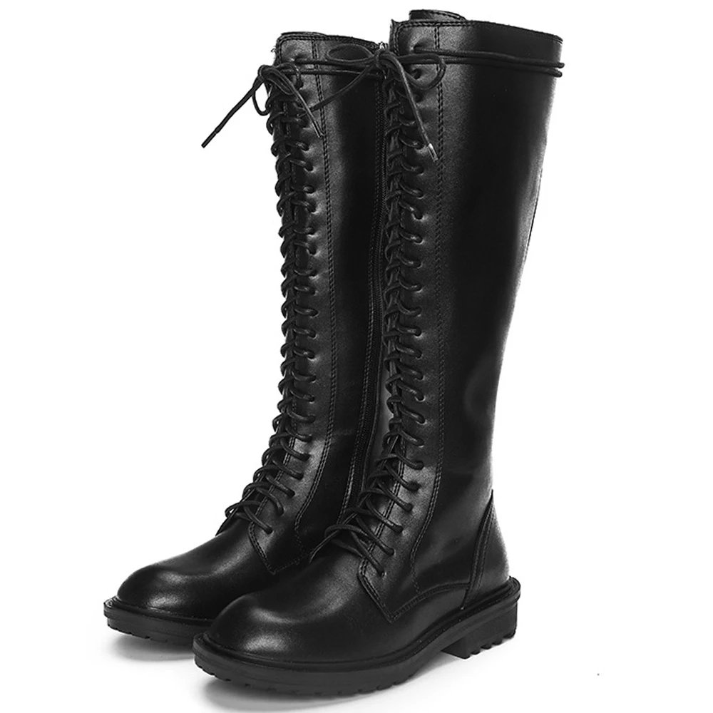 Motorcycle Lace Up Boots For Women 2021 Pocket Design Female Punk Biker Style Martin Shoes Lady Classic Casual Motor Rider Botas