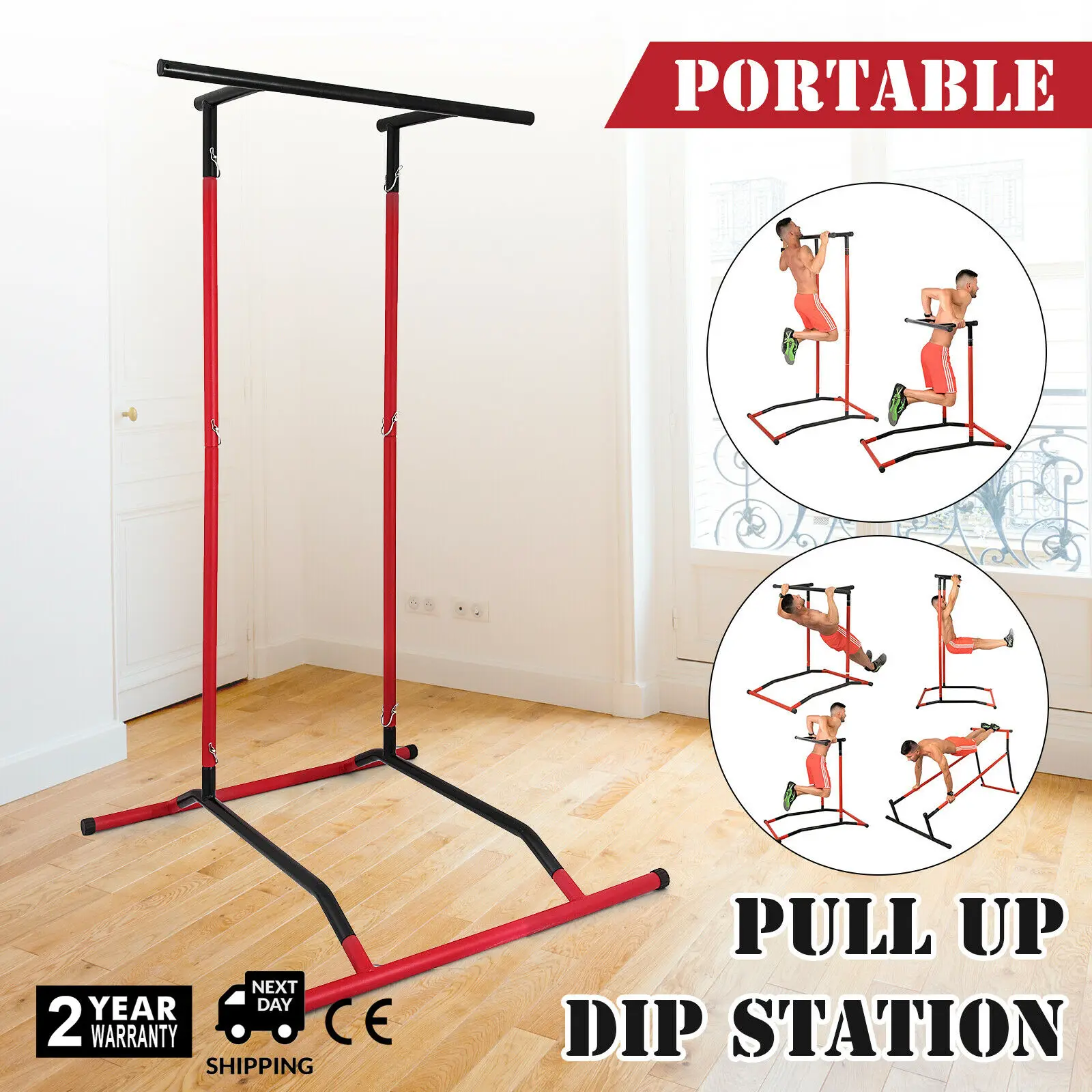 VEVOR Dip Pull Up Station Adjustable Power Tower Dip Station Multi