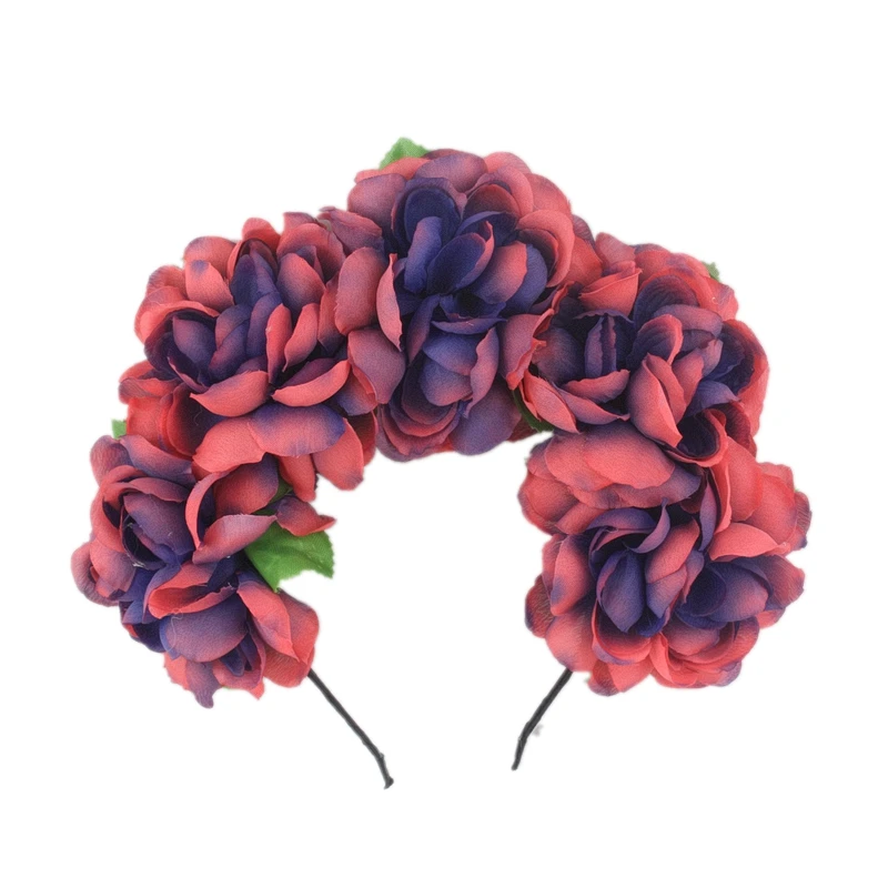 Многоцветный Свадебный головной убор перо аксессуары Хэллоуин искусственная Роза цветочный венок ободок эластичная повязка для головы