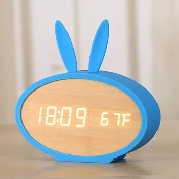 

Digital Alarm Clock Cute Funny Chirld/girl Wooden DIY Led Clock with Temperature for Kids Room