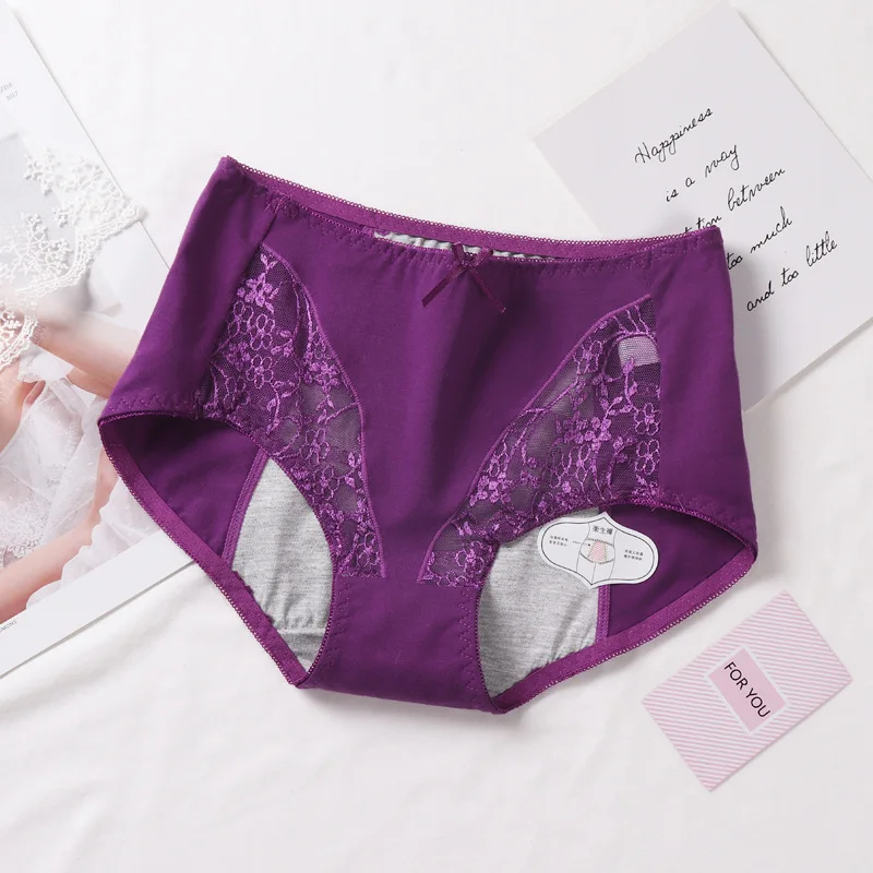 Women Sexy Lace Leak Proof Panties Menstrual Physiological Period Briefs Waterproof Pants High-Waist Female Underpants#F - Цвет: C