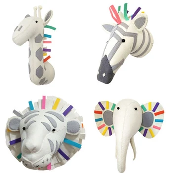 

Baby Room Decor Animal Heads Wall Hanging Decor for Children Nursery Bedroom Decoration Soft Install Game House