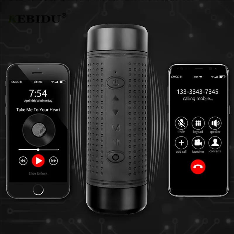 Kebidu Newest Wireless Bluetooth Speaker Waterproof Portable Outdoor Mini Bicycle Column Box Loudspeaker Design | Электроника