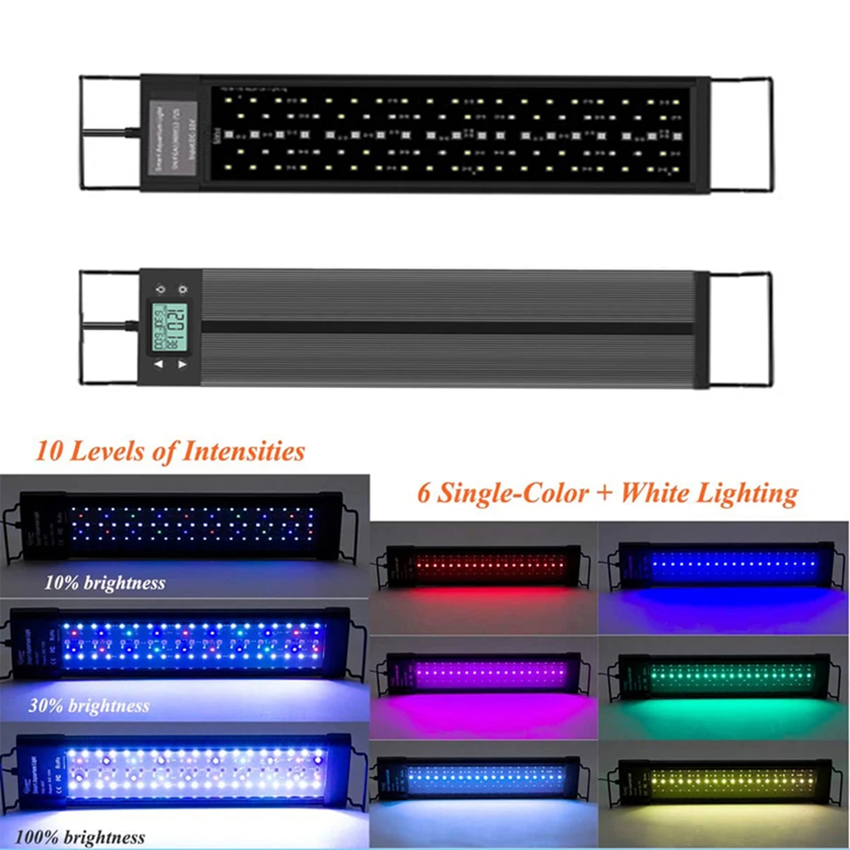 Full Spectrum Planted WRGB Aquarium LED Lighting 60-100cm 100V-240V  Extendable Brackets,Plant Grow Lighting Lamps for Fish tank - AliExpress, image size:960x960