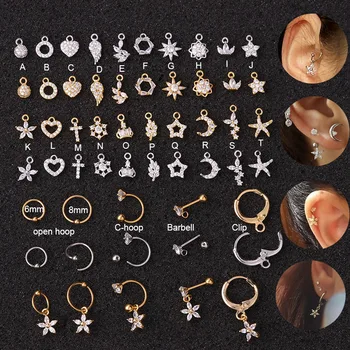 

Sellsets 1Pc Cz Pendant Dangle Hoop Cartilage Earring DIY Helix Tragus Rook Lobe Ear Piercing Jewelry Choose Your Finish