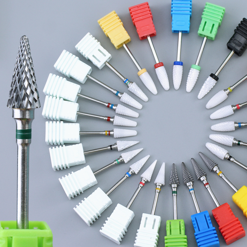 Ceramic Nail Drill Bit Milling Cutter For Electric Nail Drills Machine Manicure Pedicure Bits Nail Polish Remover Accessories