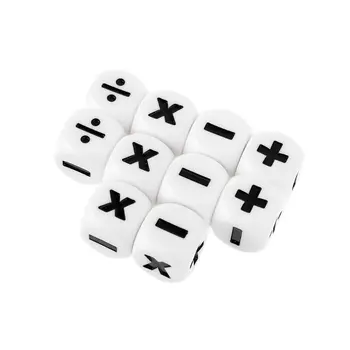 

10pcs White Acrylic Round Corner 16mm D6 Dice Mathematical Operators Arithmetic Dice Club Pub Board Game
