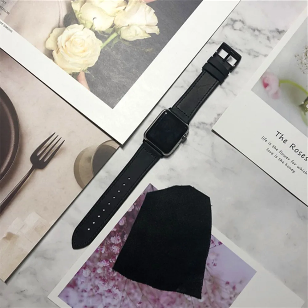 Модный кожаный ремешок для Apple Watch series 4 3 2 1 с пряжкой мягкий силиконовый iWatch Edition 38
