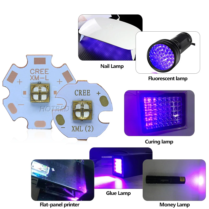 12v 10w Xml 5050 Semileds High Power Uv Purple Led Chip 365nm 405nm Cree  Lamp Diode Led Phosphor Lighting For Printer Curing Fla - Light Beads -  AliExpress