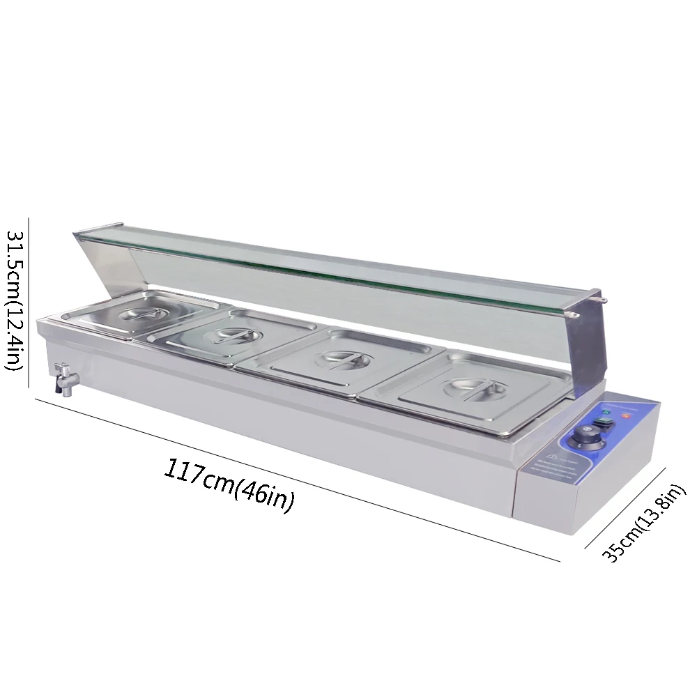 

Commercial four pots bain marie kitchen table-top soup buffet warmer stainless steel food warmer pot