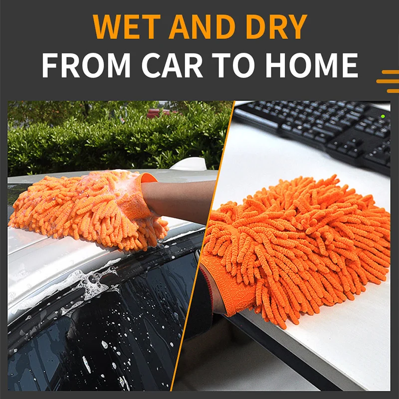 Car Glove Detailing Auto Wash Maintenance Wet And Dry Foam Clean Double-sided Soft Coral Gloves Automotive Washing Accessories car cleaning gloves microfiber car mitt microfiber cleaning gloves microfiber washing gloves microfiber gloves