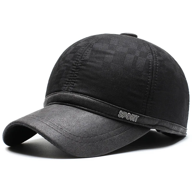HC001-43-Black Последняя модель осень зима среднего возраста новые наушники Регулируемый головной убор козырьки мужские уличные повседневные бейсболки Snapback cap s - Цвет: HC001-43-Black