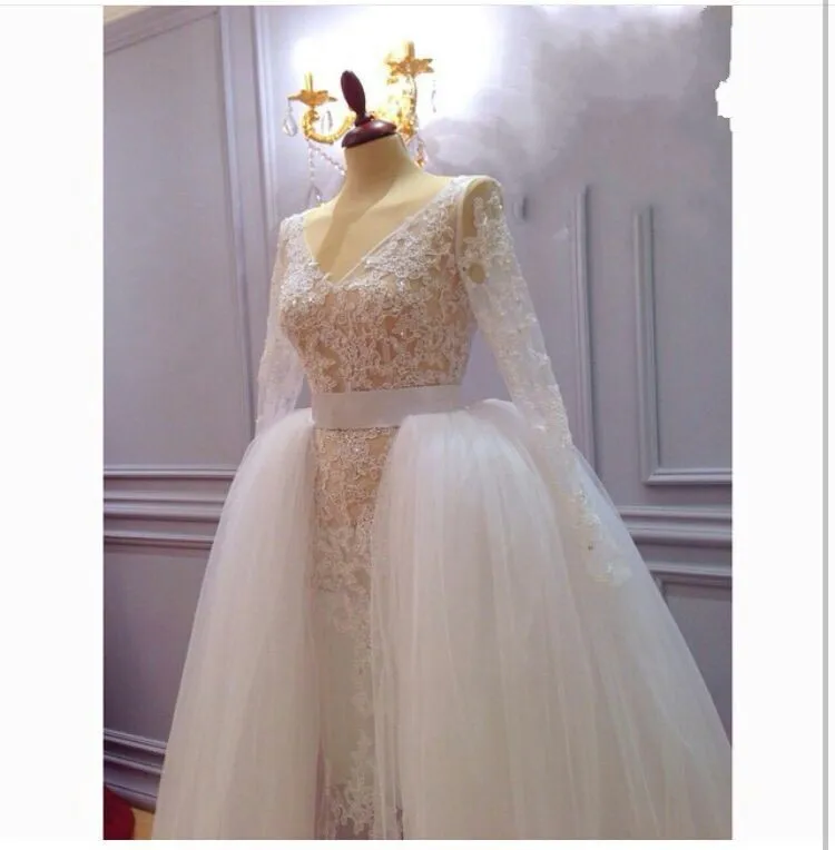 Новое поступление Vestidos на заказ шифоновые длинные, обшитые бисером рукава вечерние платья Саудовская Аравия вечерние платья - Цвет: Слоновая кость