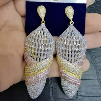 

GODKI Luxury Icecream Design African Dangle Earrings For Women Wedding Cubic Zircon Crystal CZ Dubai Indian Bridal Earrings