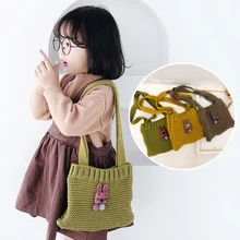 Новинка года; сезон осень-зима; шерстяная вязаная детская сумка с кроликом из мультфильма; детская сумка-мессенджер ручной работы; Кошелек для монет; маленькая сумка на плечо